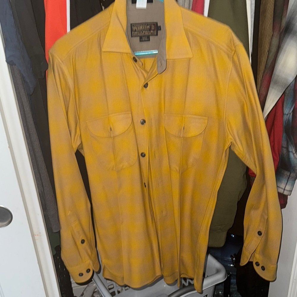 Pendleton Mustard Plaid button up men’s  Large